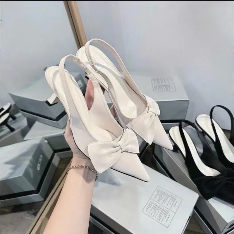 Sục cao gót snadanl nữ cao 7cm Genchan Store thắt nơ xinh xắn dễ thương MA199