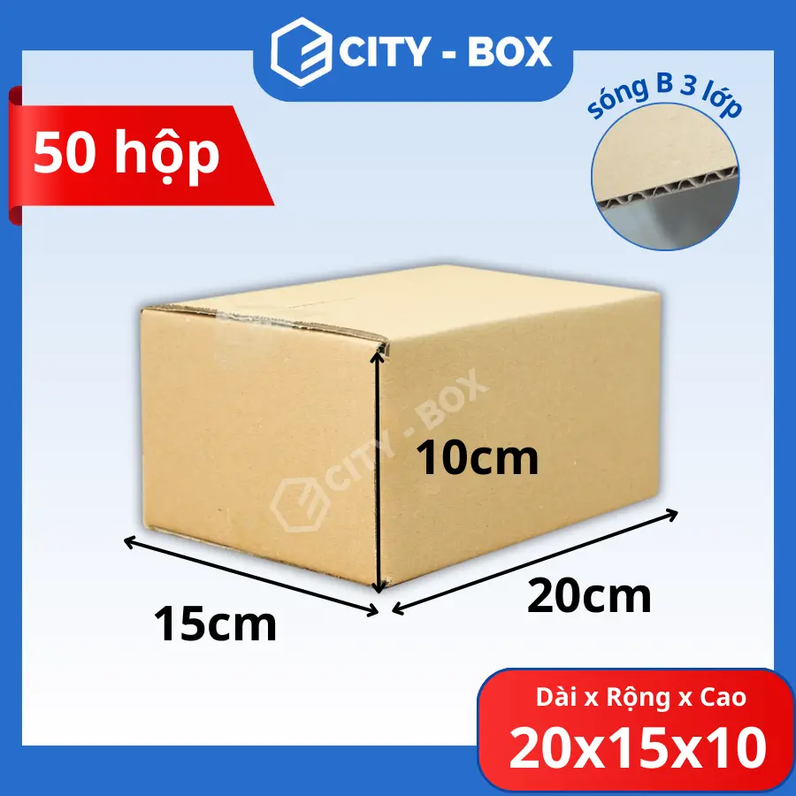 (50 hộp) 20x15x10 hộp carton đóng hàng - hộp carton 20x15x10
