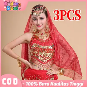 3pcs/Set  Kostum Set Rok Belly Dance Tari Perut Tamborin Indian Baju Belly Dance