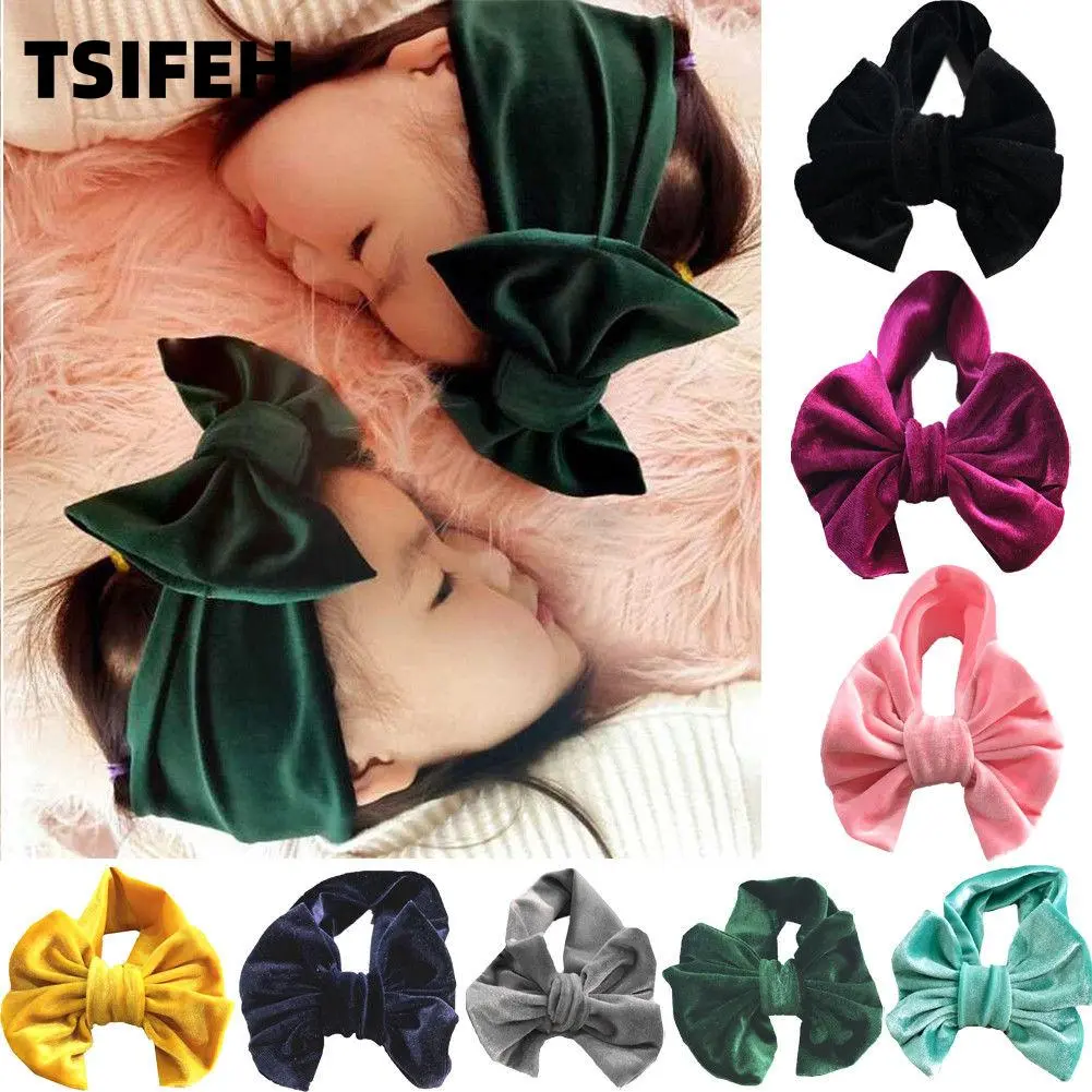 Newborn Gift Wide Belt, Baby Girl Bow Elegant Velvet Solid Hair Band