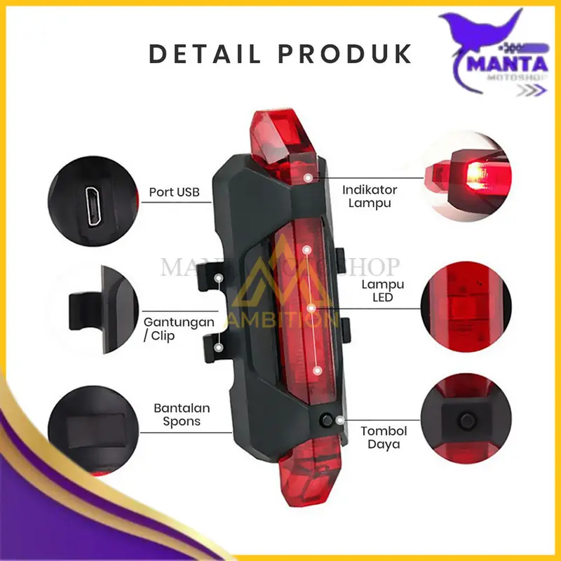 Lampu sepeda usb charger sepeda gunung mtb cycling belakang depan [Bisa Bayar Ditempat] 1