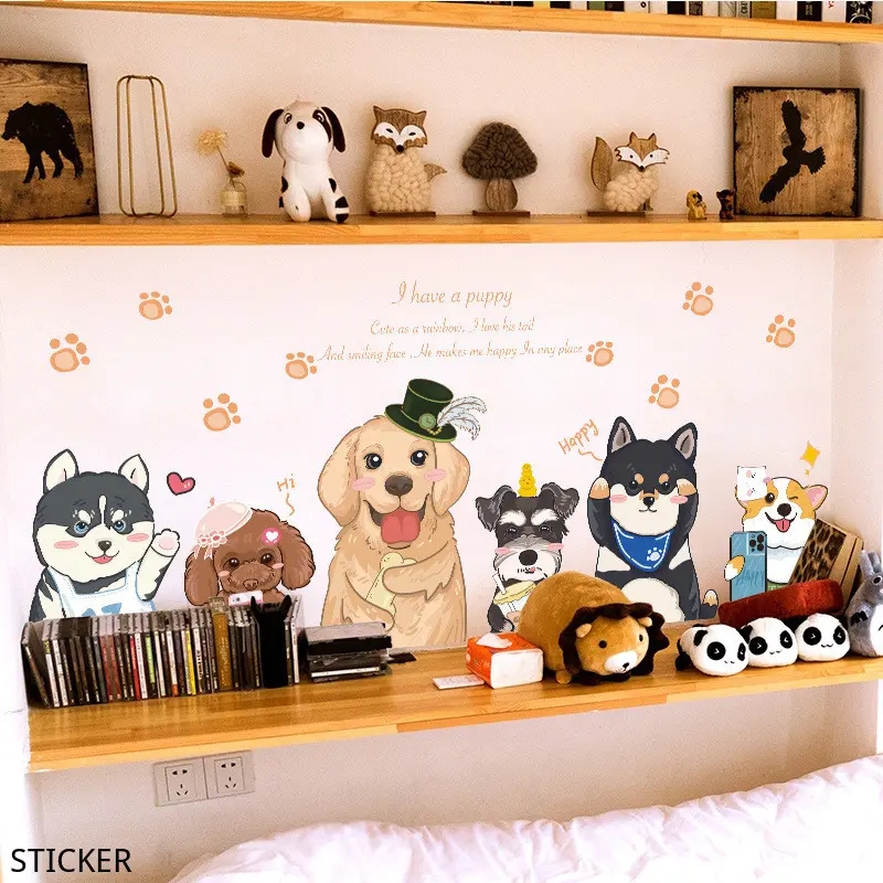 Cute Cartoon Dog Stickers Children's Room Layout Wall Decoration ...