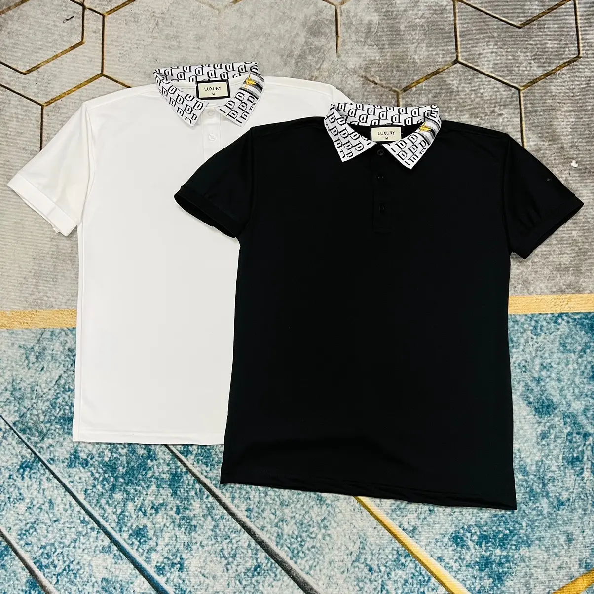 Áo polo thêu chữ ở cổ phong cách vải poly mát mẻ cao cấp mới cập bến Menswear