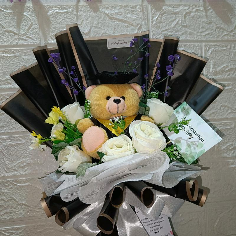 Bucket Boneka wisuda+bunga artificial Hadiah Toys Dolls 2