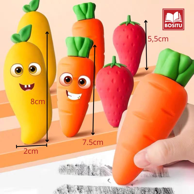  Gôm tẩy bút chì hoa quả khổng lồ xoài cà rốt dâu tây - Cục tẩy chì xinh xắn tẩy sạch ít vụn _Bositu Store 