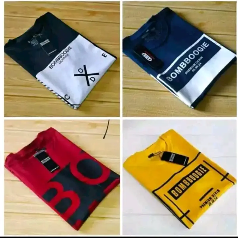 PAKET 4PCS 100RIBU KAOS distro, KAOS LENGAN pendek, SEMI katun, MOTIF RANDOM baju oblong Atasan Pria Panjang Variasi 0
