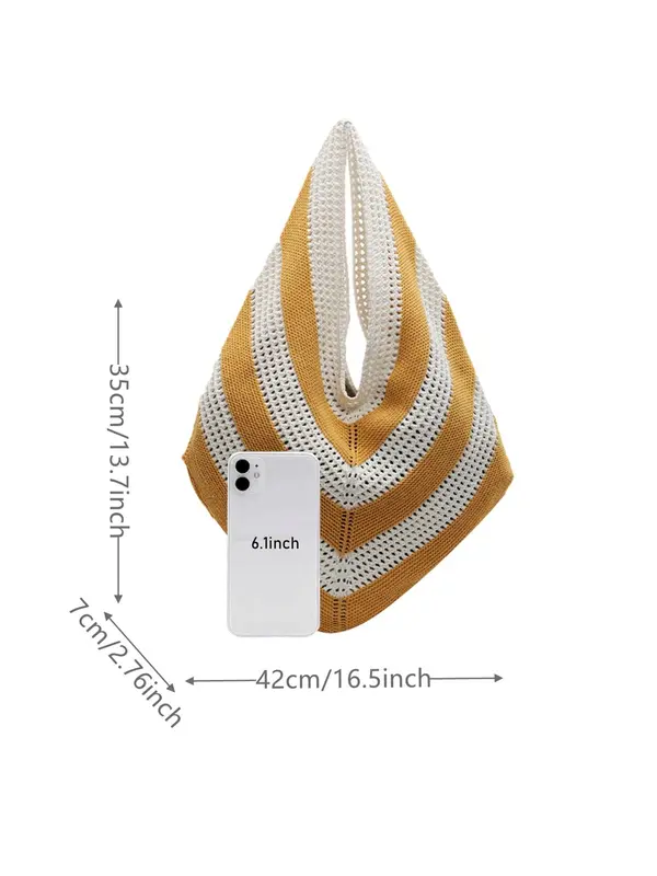 Women's Fashionable Knitted Bag, Casual Versatile Shoulder Bag for Daily Used, Trendy High-quality Daily Commuting Bag, Girl Fashionable Shopping Bag 1