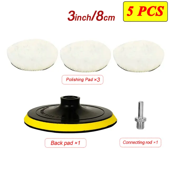Bộ Dụng Cụ Đánh Bóng, Miếng Đánh Bóng, Miếng Đánh Bóng Xe Hơi, Đĩa Bọt Biển Waxing, Bánh Xe Len, Miếng Đệm Đánh Bóng Chăm Sóc Sơn Ô Tô, đồ dùng Ô Tô, Có Kích Thước 3 / 4 / 5 Inch 7