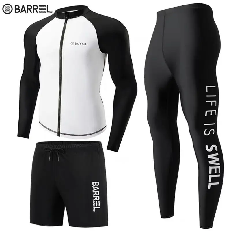 Korean Men's Diving Suit Quick-Dry Sun Protection Rash Guard Surfing Suit Slimming Hot Spring Two-Piece Swimsuit Long Sleeve Long Pants