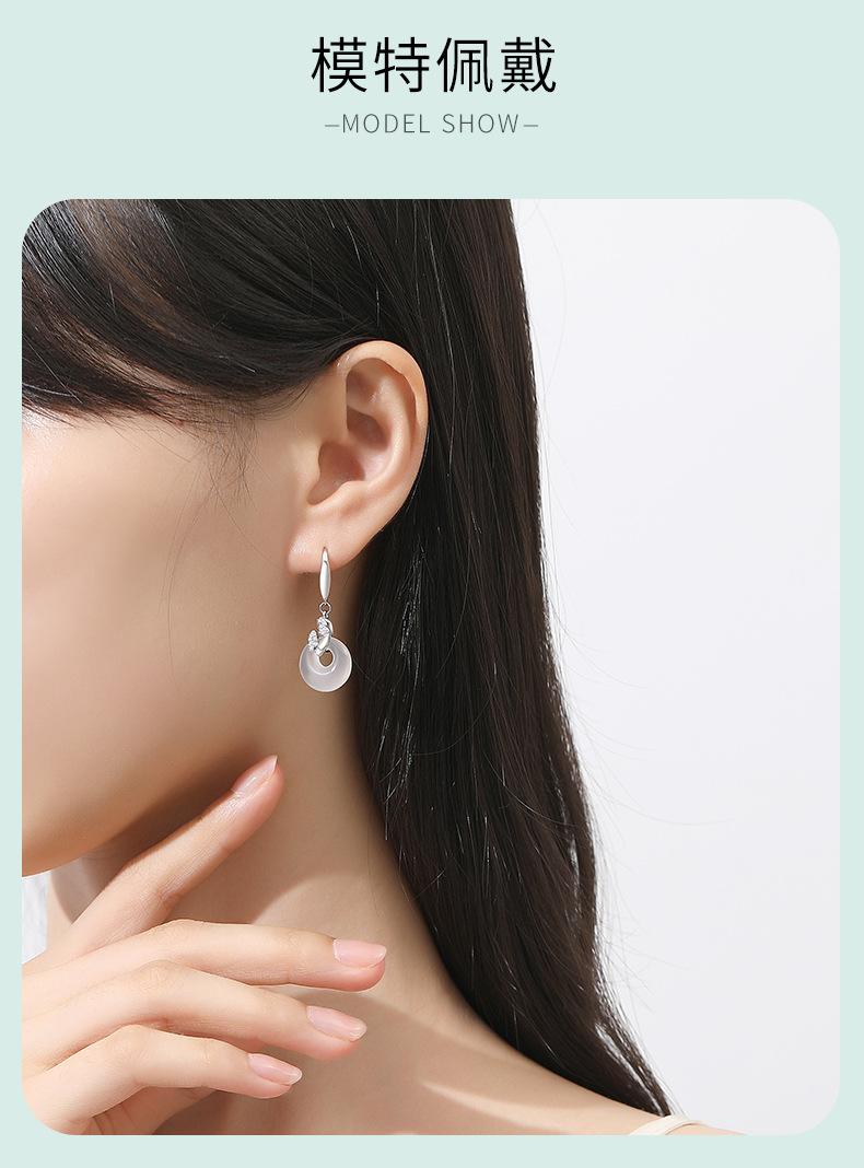 Product Introduction of Tichiya Real Shot Butterfly Safety Buckle Earrings Female Summer S925 Sterling Silver New Chinese Style National Style High Sense Chalcedony Earrings 7