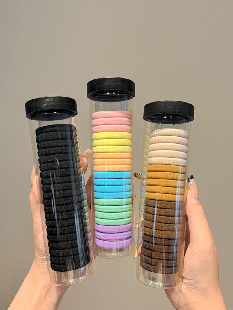 Product Introduction of Simple Plain Color High Stretch Nylon Hair Ties, Ponytail Braid Hair Holder, Assorted Colors, Casual Versatile Hair Accessories for Girls Women 12
