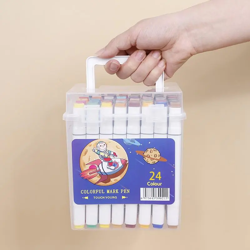 24 Colors Marker Pen Set, 1 Set Double-ended Acrylic Paint Pen, Drawing Pen for Students, Art Supplies for Home School Office