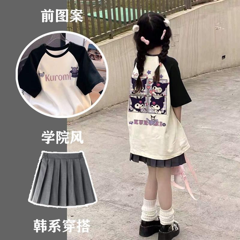 Bộ Váy Xếp Ly Dopamine, Phong Cách Nóng Bỏng, Dành Cho Học Sinh Nữ, Áo ngắn Tay Dáng Rộng Rãi, Váy Ngắn, Bộ Hai Mảnh, Xu Hướng Ins, Năm 2025 7