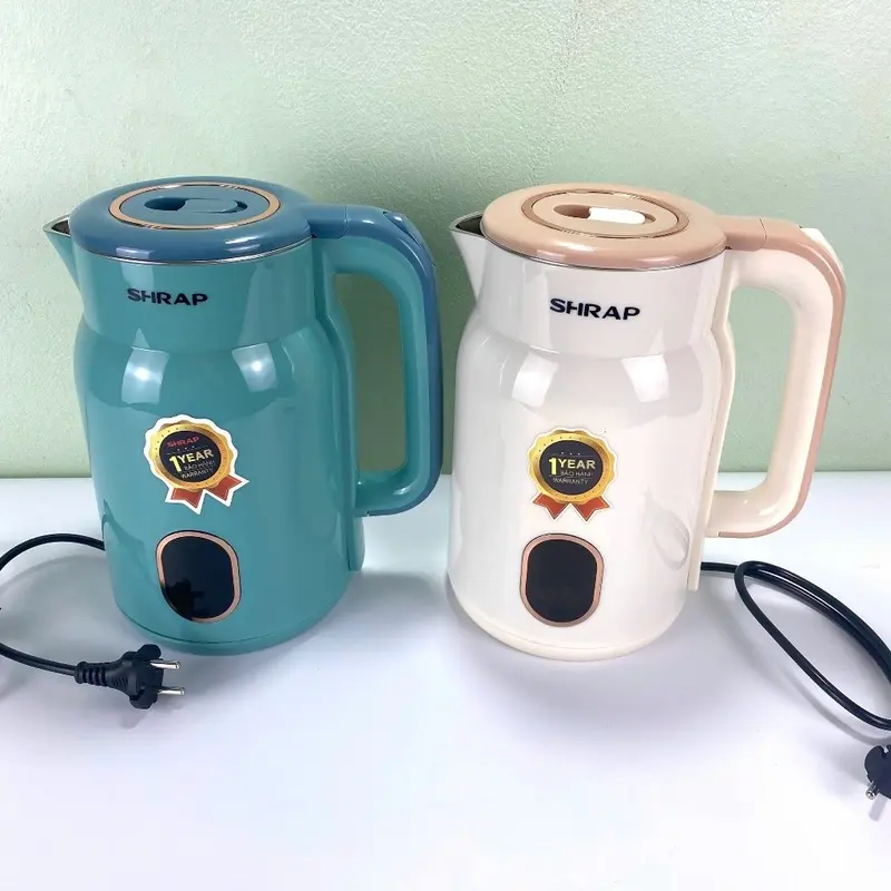 Ấm Đun Nước Siêu Tốc SHRAP 3 Lít, Công Suất 1500W nấu siêu nhanh, lõi inox 304 , vỏ 2 lớp chống bỏng có đèn báo 0