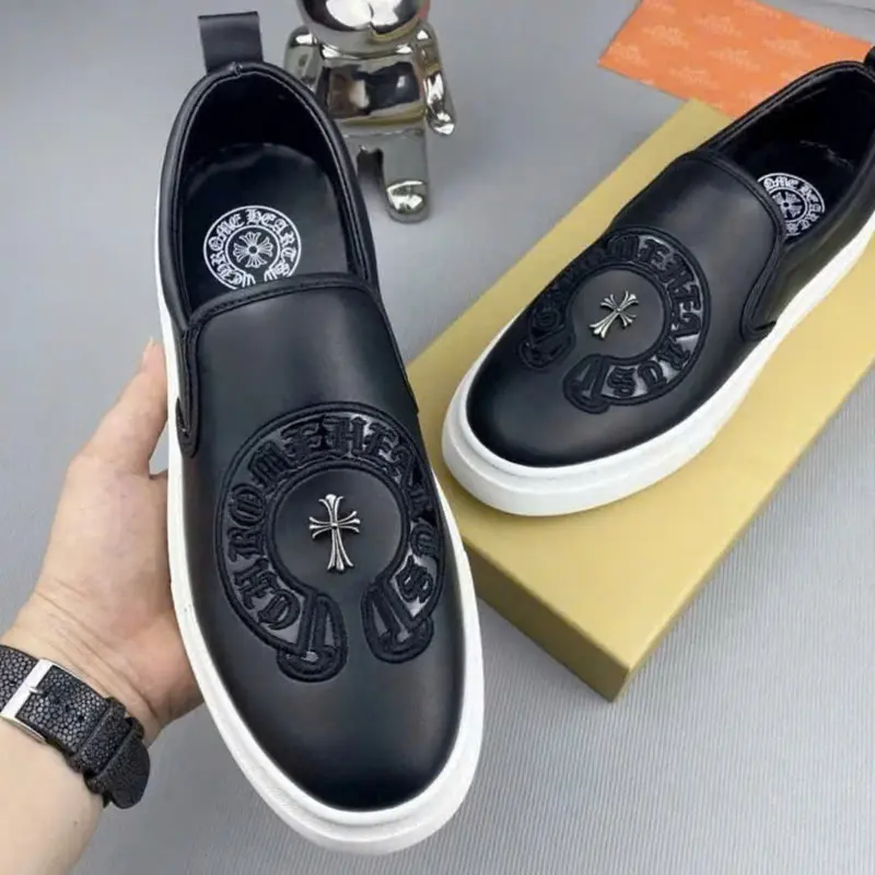 Giày slipon nam Chrome Hearts, thêu Logo chữ thập siêu đẹp, đế cao su đúc, phiên bản cao cấp 0