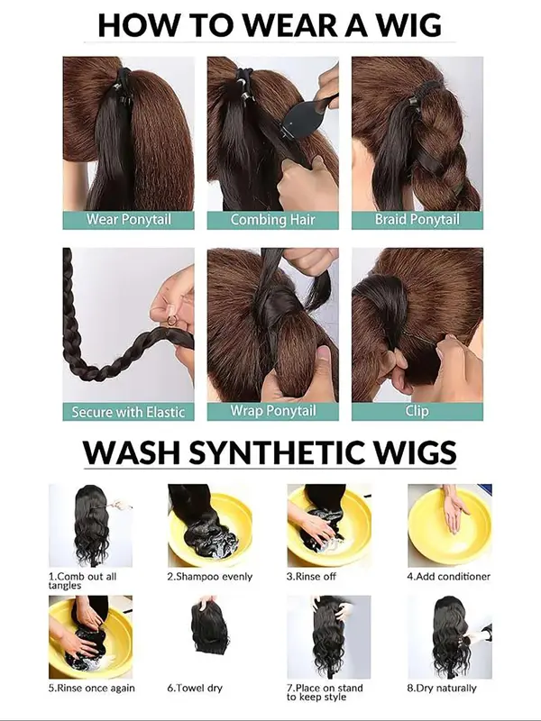 26/30/34 Inch Long Braided Ponytail Extension with Hair Tie, Straight Wrap Around Hair Extensions, Natural Soft Synthetic Hair Piece for Women Daily Wear, Synthetic Braiding Hair 8