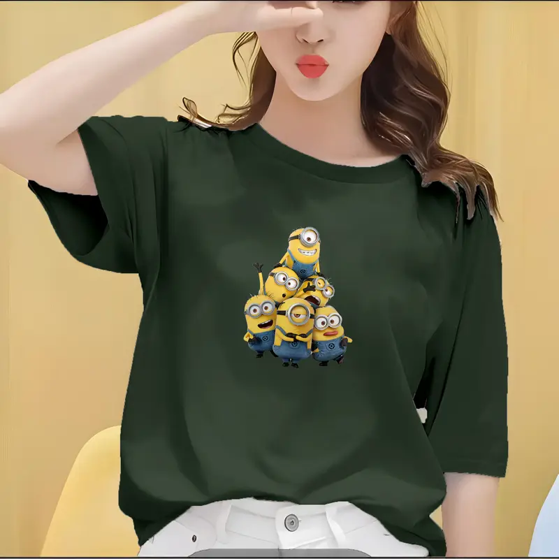 Kaos Oblong Wanita Lengan Pendek Motif Minion Grup 2