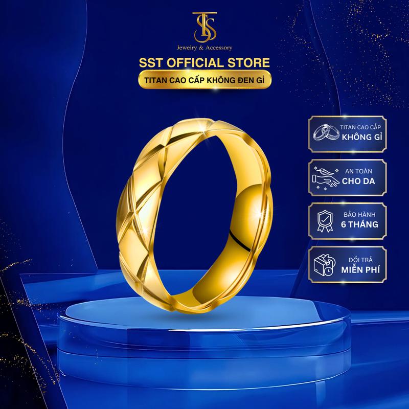 Nhẫn khắc chữ X chất liệu titan không rỉ N38