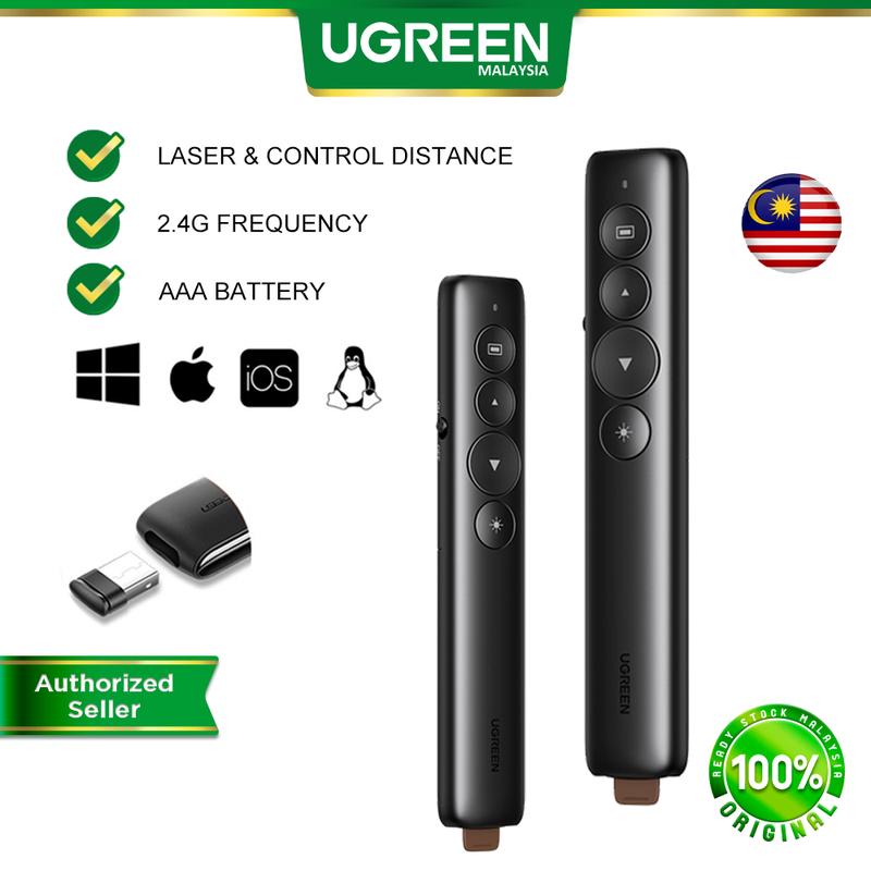 UGREEN Wireless Presenter Presentation Remote Clicker Laser Pointer 2.4GHz USB Powerpoint PPT Pen for Office Mac Window Mic