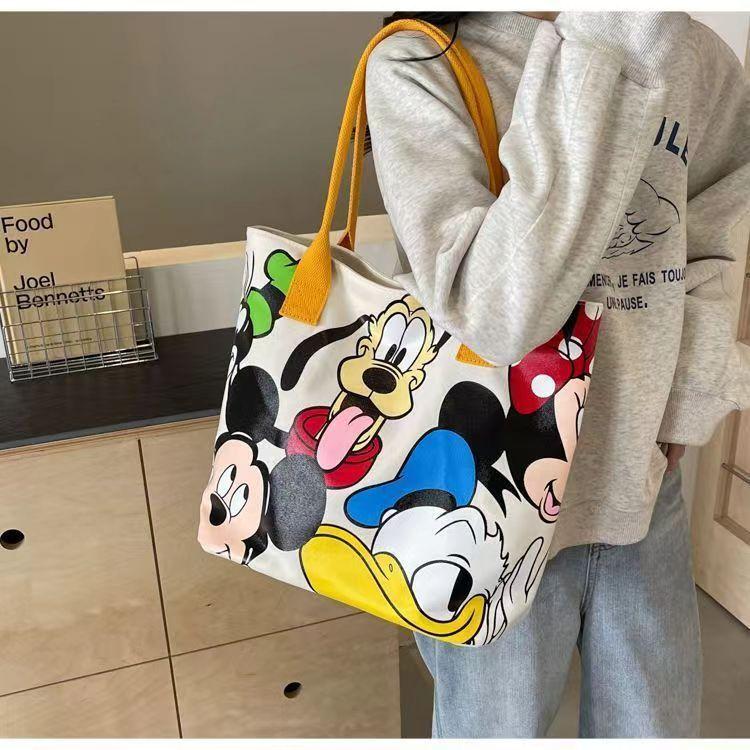 Product Introduction of New Mickey canvas bag schoolgirl large capacity cute cartoon goofy dog tote bag shoulder tote bag 17