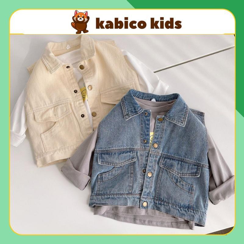   Size dưới 28kg  Áo gi lê cho bé trai và bé gái áo jeans phong cách_T4 