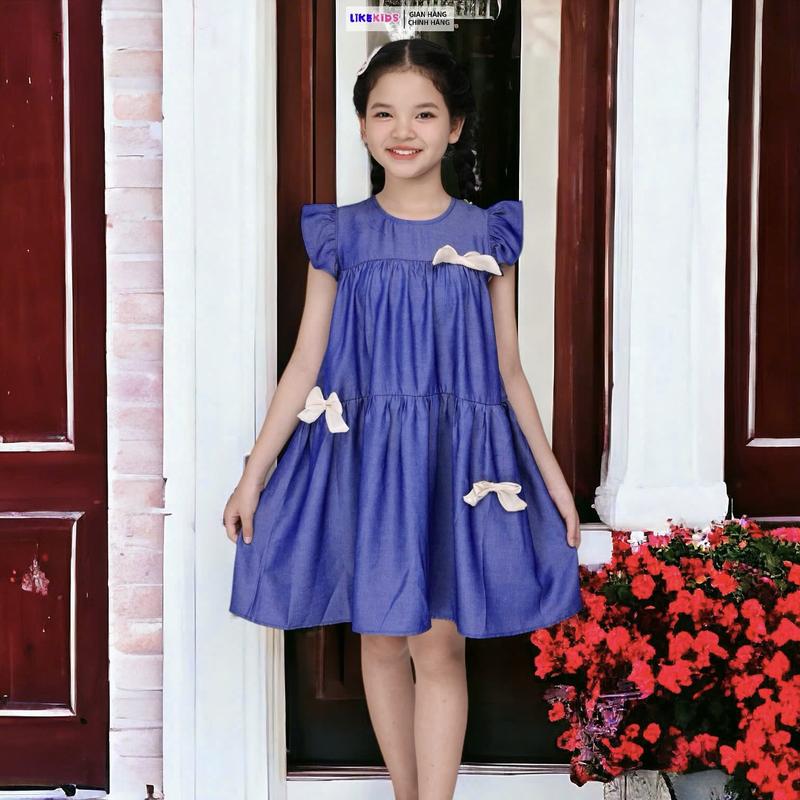 Đầm váy hè bandet cho bé gái họa tiết NƠ LikeKids MH2 L91 1