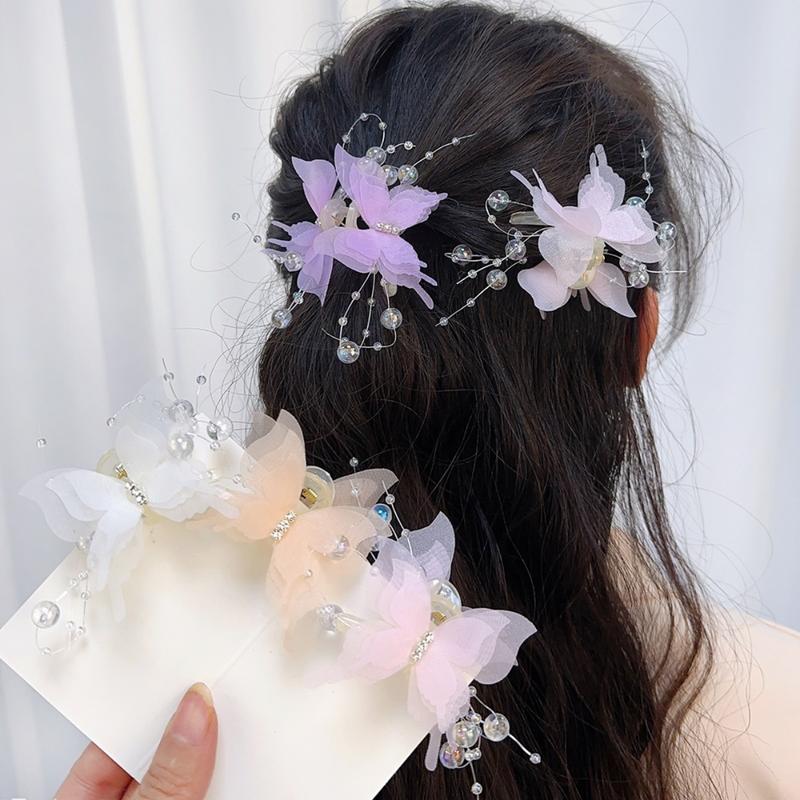 Kẹp Tóc Hình Bướm, Phong Cách Cổ Tích Kẹp Tóc Càng Cua Cho Bé Gái, Ngọt Ngào Và Dễ Thương, Kẹp Cá Mập Phong Cách Pháp, Kẹp Tóc Nhựa, Phụ Kiện Tóc Phổ Biến