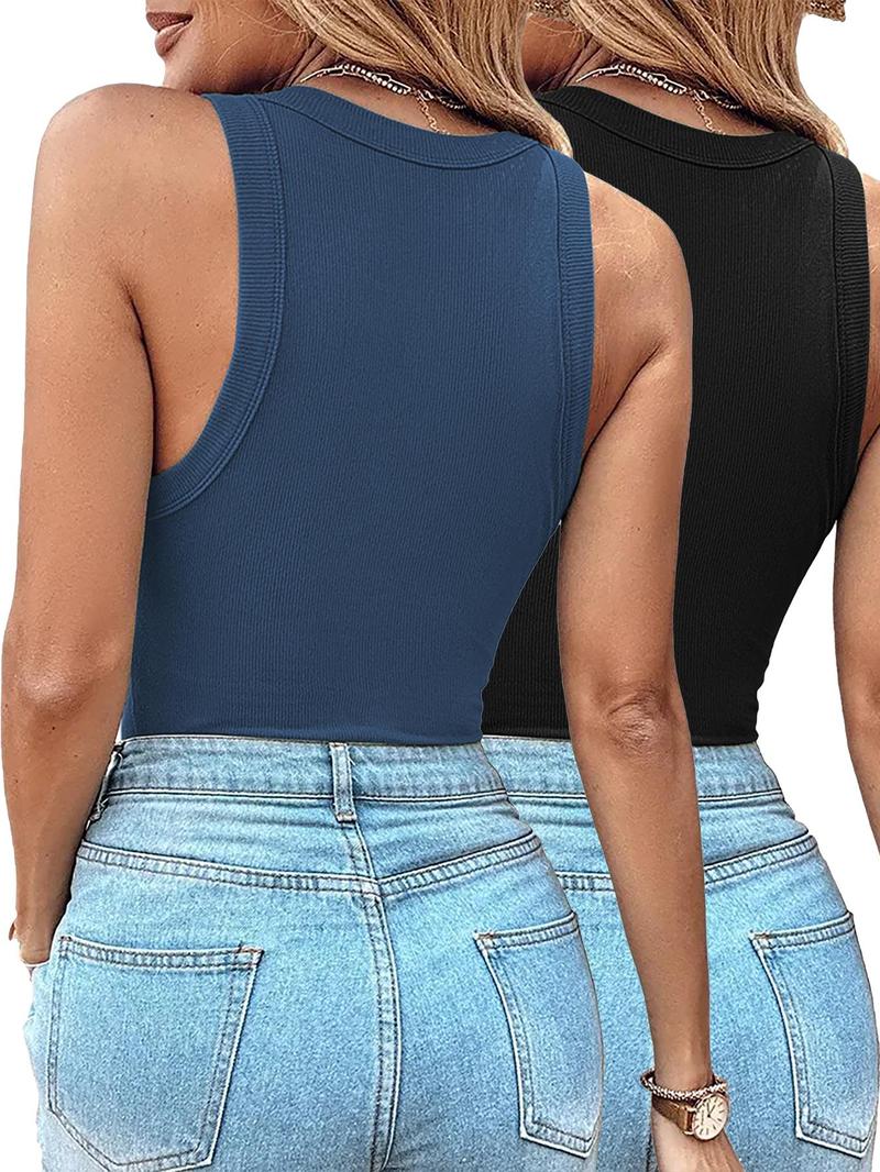 Product Introduction of Women's Solid Ribbed Tank Top, Casual Sleeveless Round Neck Top for Daily Wear, Ladies Clothes for All Seasons 9
