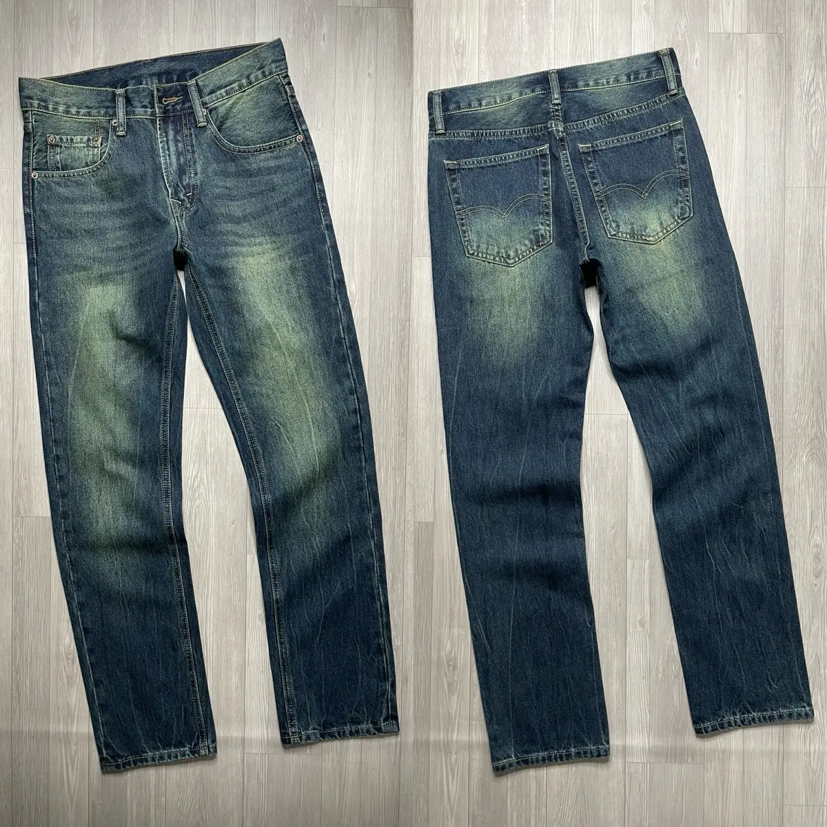 Quần suông nam màu Rêu khói wash bó gãy 23