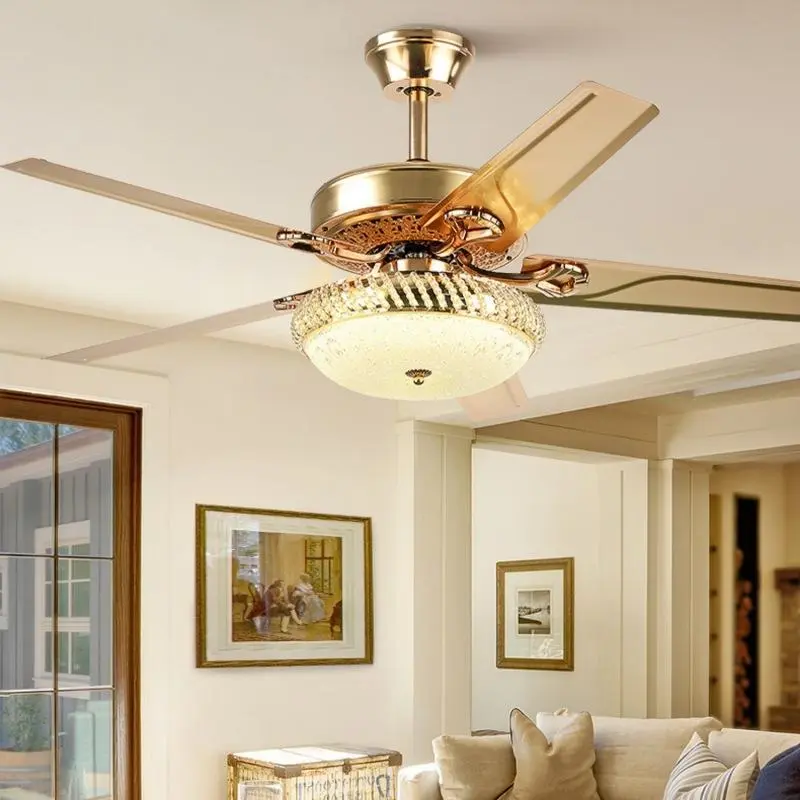 Quạt Trần Đèn gắn pha lê  , Sải Cánh 1m32, Công Suất 40w Chạy Êm Ái Với 6 Chế Độ Gió  Và 3 Chế Độ Ánh Sáng 4