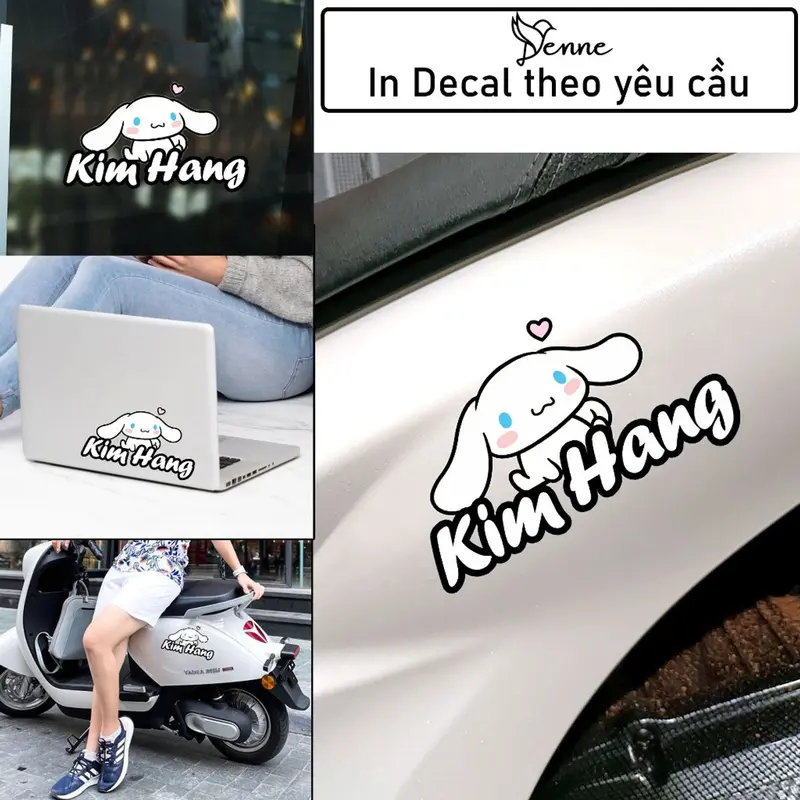Tem dán xe in theo yêu cầu, tem tên theo yêu cầu, hình dán xe đạp điện, tem dán xe in theo yêu cầu Cinnamaroll 0