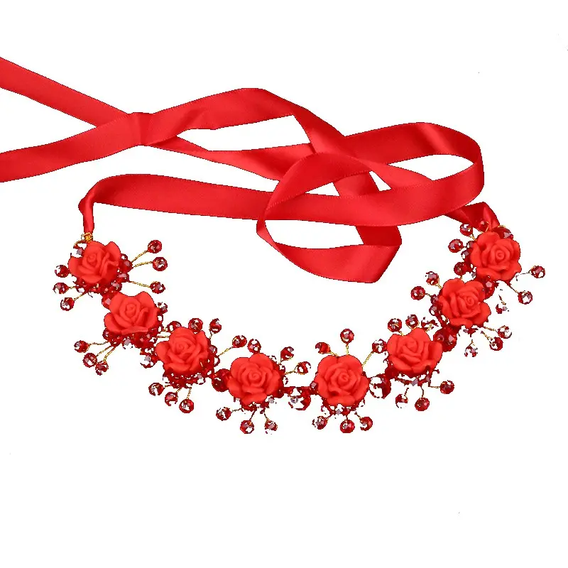 Rose Headpiece - Headpiece Warna Merah dan Putih Aksesoris Rambut / Hijab 3