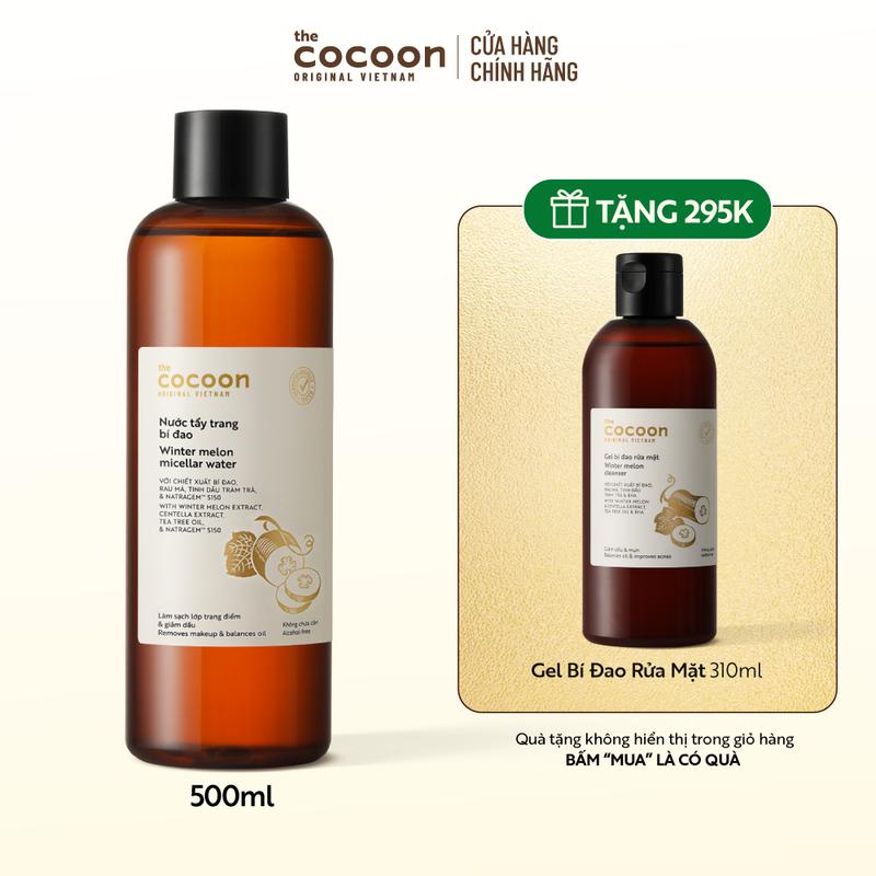 [COMBO MUA 1 TẶNG 1] Bigsize - Nước tẩy trang bí đao Cocoon tẩy sạch makeup & giảm dầu 500ml TẶNG Bigsize - Gel bí đao rửa mặt Cocoon giảm dầu & mụn 310ml