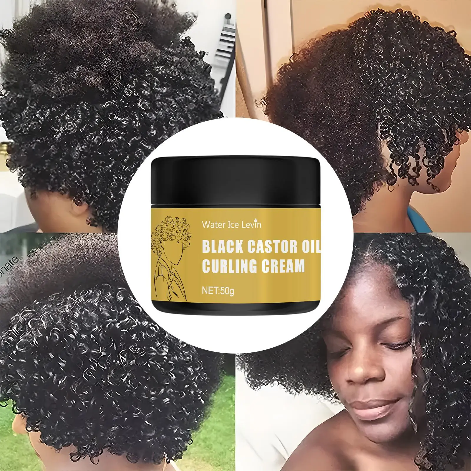 Black Castor Oil Hair Enhancement and Anti-frizz Grooming Cream, 2 Counts/set Moisturizing Hair Cream, Hair Styling Product for Women & Men, Hydrate