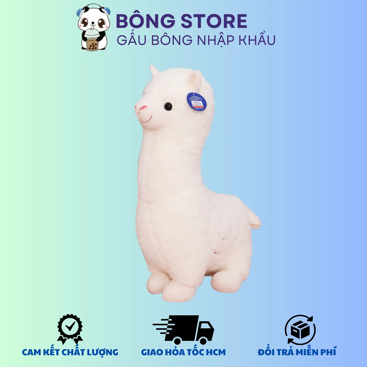Gấu bông Lạc đà Alpaca màu trắng cute lông mềm mại có nhiều size sẵn hàng - Thú nhồi bông nhập khẩu - Gấu bông giá rẻ