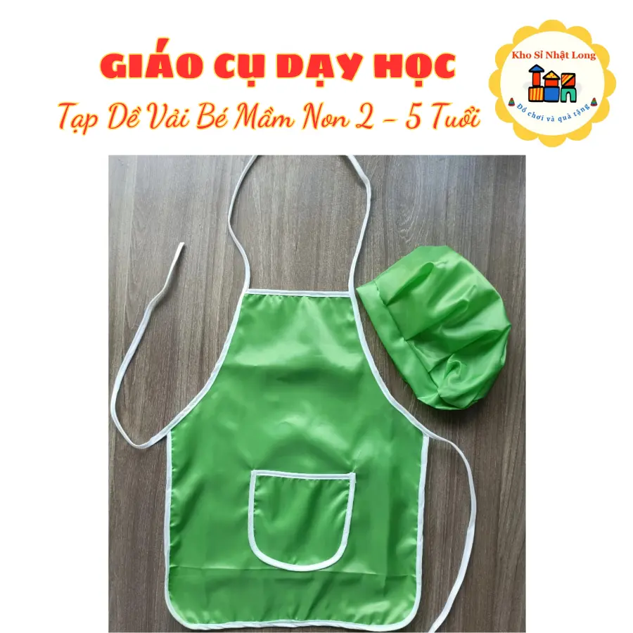 [Vải] Bộ Tạp Dề Cotton + Nón Mũ 2 Lớp Cho Bé Học Vẽ, Nấu Ăn, Làm Bánh. Quà Tặng Bộ Tạp Dề Cho Bé Mầm Mon, Tiểu Học
