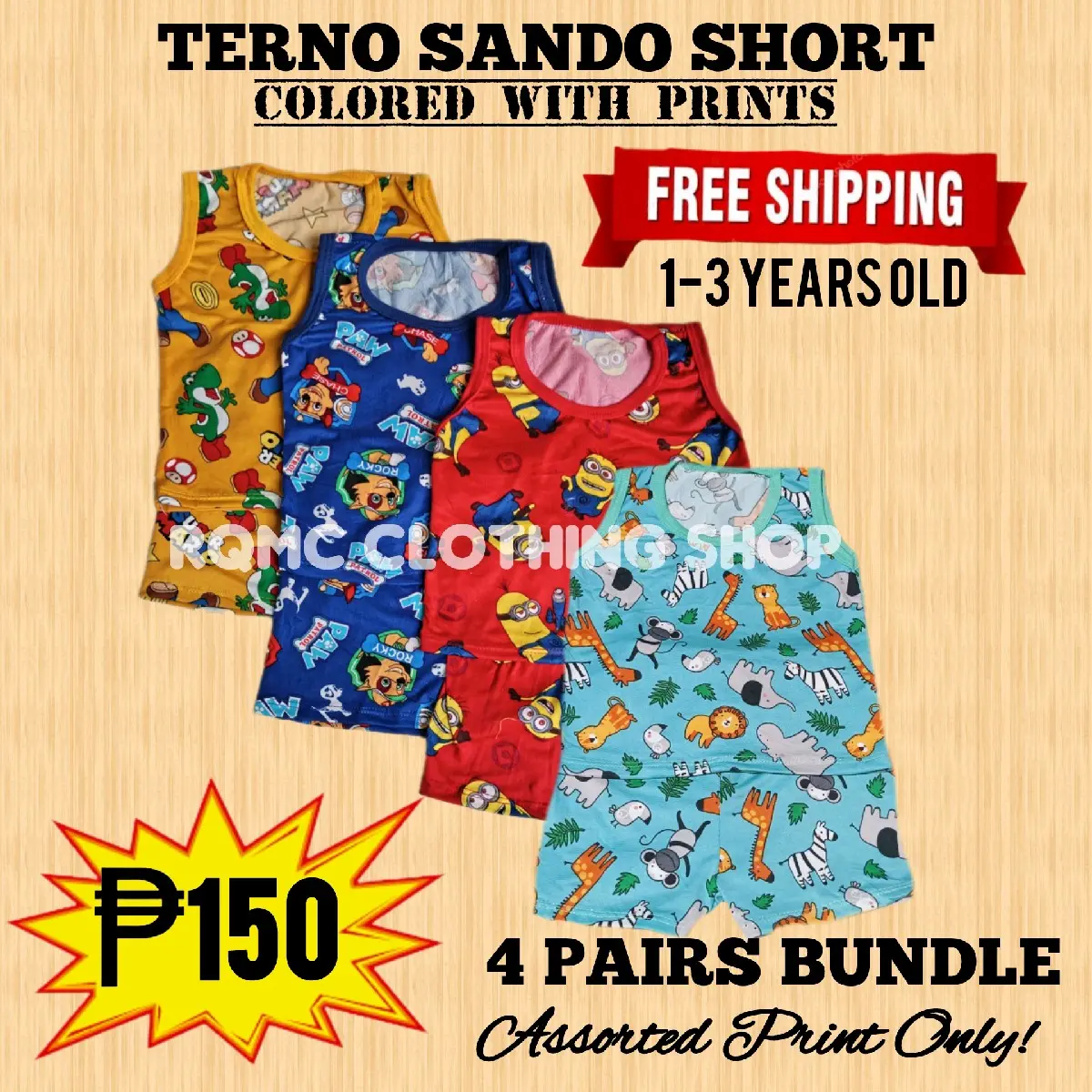 Sando Short Small Boys 4pcs 150pesos