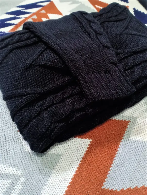 Turtleneck Sweater Dewasa Kerah Tinggi Motif Cable Knit Oversize 6