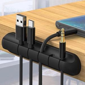 Sujeta cables de silicona, 1 pieza de clips flexibles para gestión de cables, organizador de cables, organizador de escritorio para oficina en casa, accesorios de oficina
