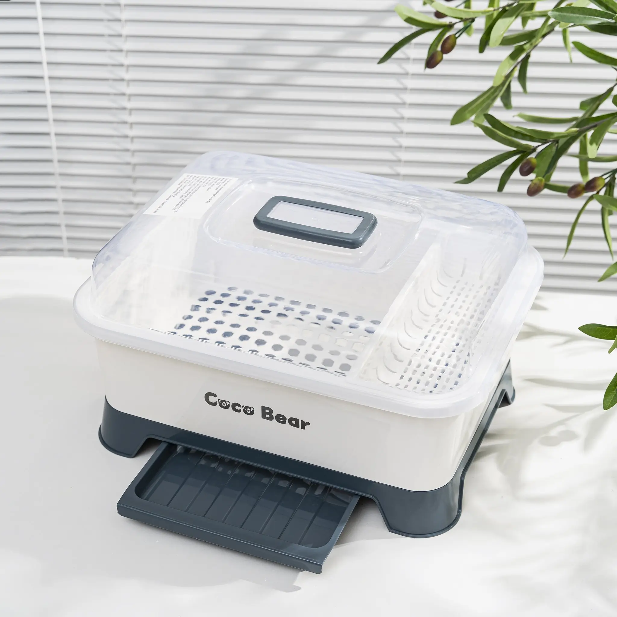 Rổ úp bát Cocobear 2in1 úp bình sữa cho bé, Khay úp bình sữa có nắp đậy an toàn Cocobear tiện lợi có giá hứng nước tiện lợi an toàn baby
