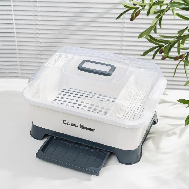 Rổ úp bát Cocobear 2in1 úp bình sữa cho bé, Khay úp bình sữa có nắp đậy an toàn Cocobear tiện lợi có giá hứng nước tiện lợi an toàn baby 1