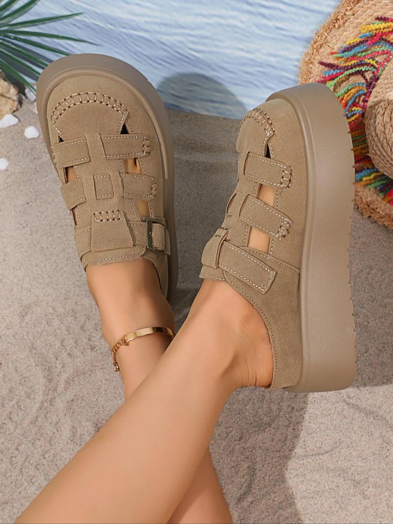 Product Introduction of Women's Fashionable Solid Color Platform Slides, Casual Comfortable Thick Sole Slippers for Beach, All-match Commuter Shoes for Daily Wear, Girl 9