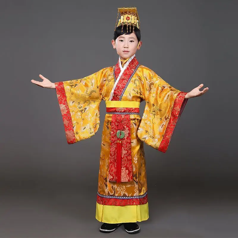 Trang Phục Trung Quốc Đại Đế Hanfu, Quần Áo Trẻ Em, Phong Cách Hoàng Tử Sui Tang, Trọn Bộ, Áo Choàng Rồng Cho Bé, Thích Hợp Biểu Diễn, Master