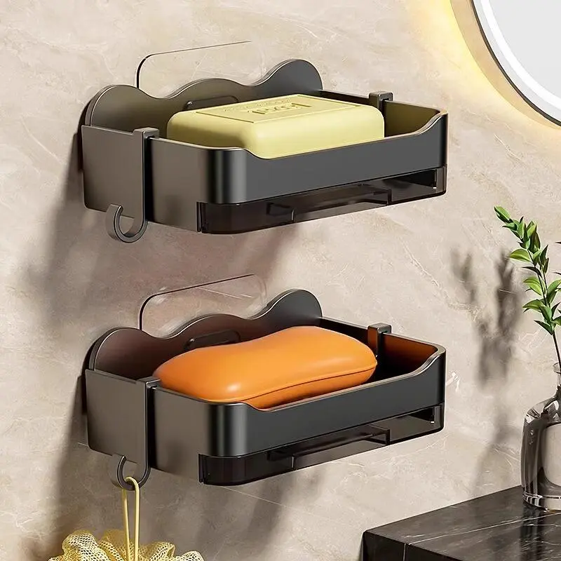 2025 new mounted double-layer drain box household bathroom wall soap storage rack