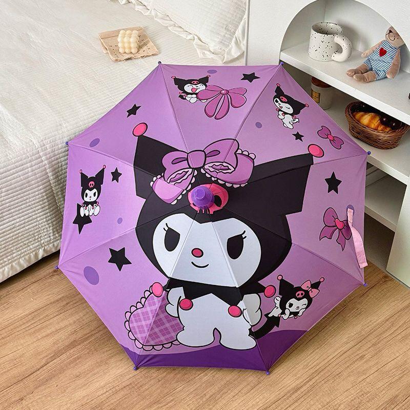 Ô Dù Hình Kuromi, Melody Cán Dài Cầm Tay Tặng Kèm Còi  Cho Bé Gái - Ô Dù Trẻ Em Cao Cấp