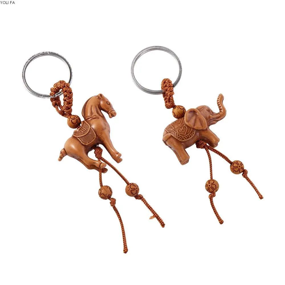 YOLI FA Car Trinket Cute Animal Cartoon Bag Charm Pendant Chinese Knot Carving Key Ring Weaving Key Chains Key Holder  Horse Keychain  Horse Keyring