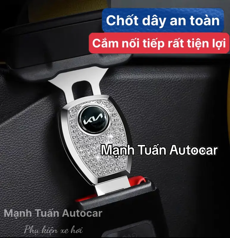 < Chốt Cắm Nối Tiếp > Chốt An Toàn Đính Đá, Chốt Đai Ngắt Chuông Ô Tô Bằng Kim Loại Có Logo Hãng Đính Đá 0