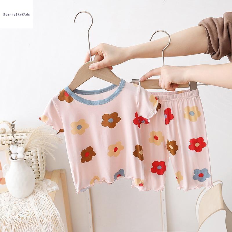 Product Introduction of Bộ Đồ Ngủ Điều Hòa Không Khí Mùa Hè, Phong Cách Hàn Quốc, Mềm Mại Và Mỏng, Làm Bằng Lụa Lạnh, Thích Hợp Cho Bé Gái, Có Kích Thước 80-140cm Kem 14
