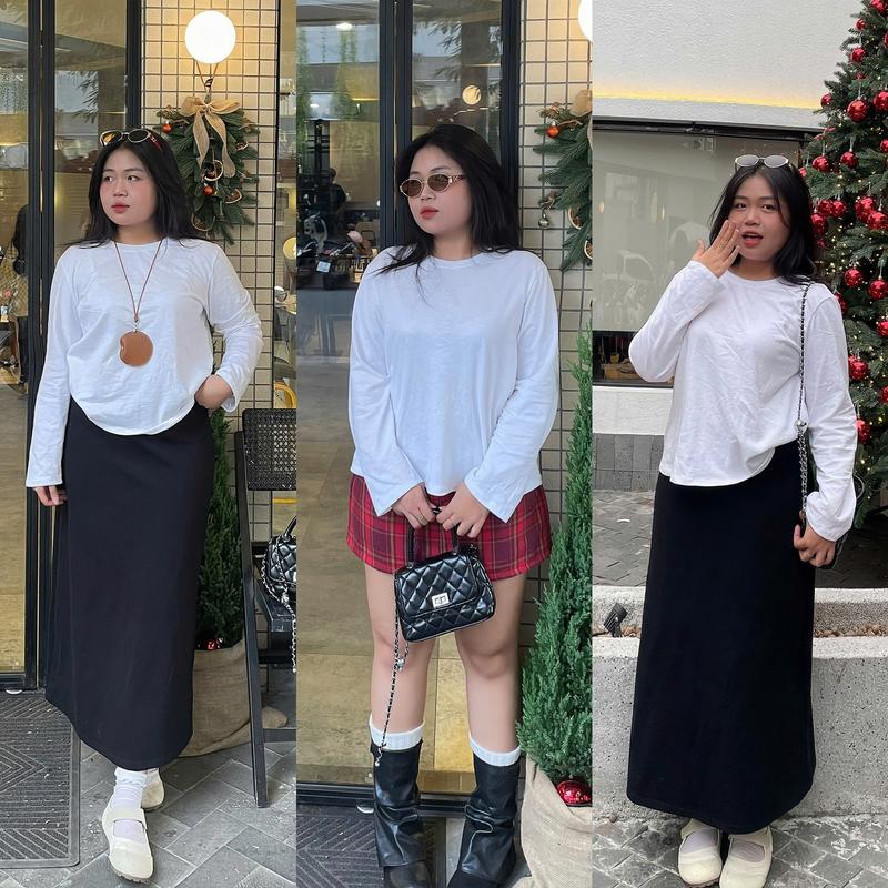 Áo thun nữ cổ tròn tay dài chất thun xược cotton phong cách Hàn quốc Miastudio bigsize 90kg