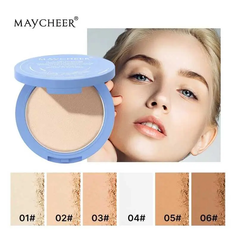 MAYCHEER silky matte soft powder Oil Control Matte Face Powder Long Lasting Flawless Setting Powder Face Makeup With Mirror Cosmetic bedak  sejuk chillab  matte powder